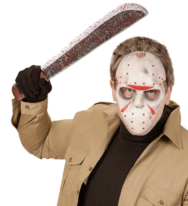 Blutige Machete 56 cm mit realistischer Blutoptik als Fasnachts-Kostümzubehör