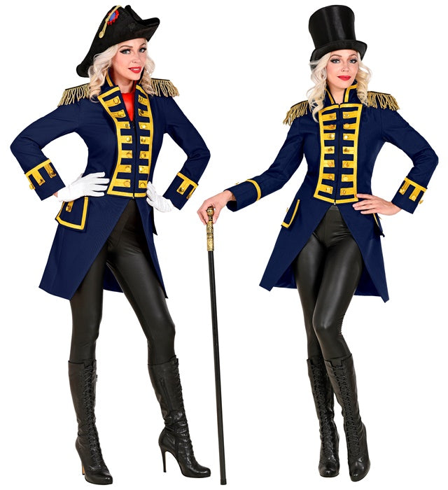 Blaue Gardeuniform Paradefrack für Damen, festliches Kostüm für Fasnacht