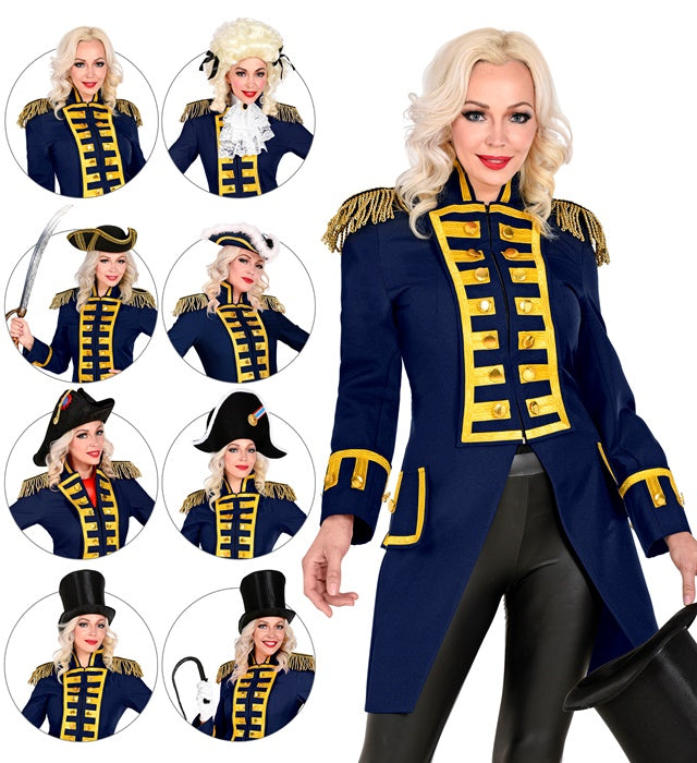 Blaue Gardeuniform Paradefrack für Damen, festliches Kostüm für Fasnacht