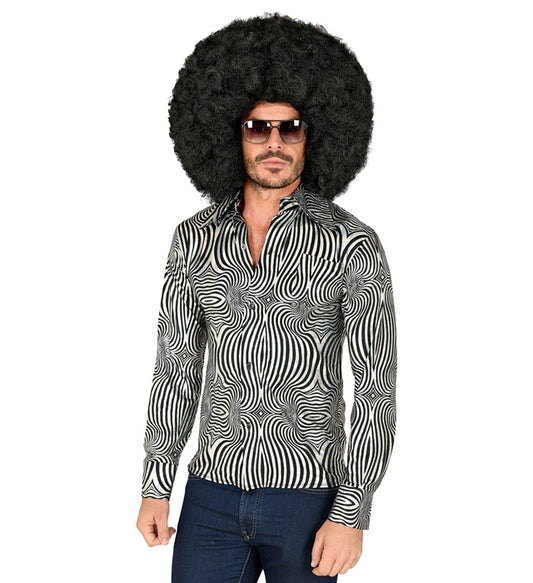 THE 70s DISCO STYLE Hemd mit silbernen Wellen im Retro 70er Jahre Design