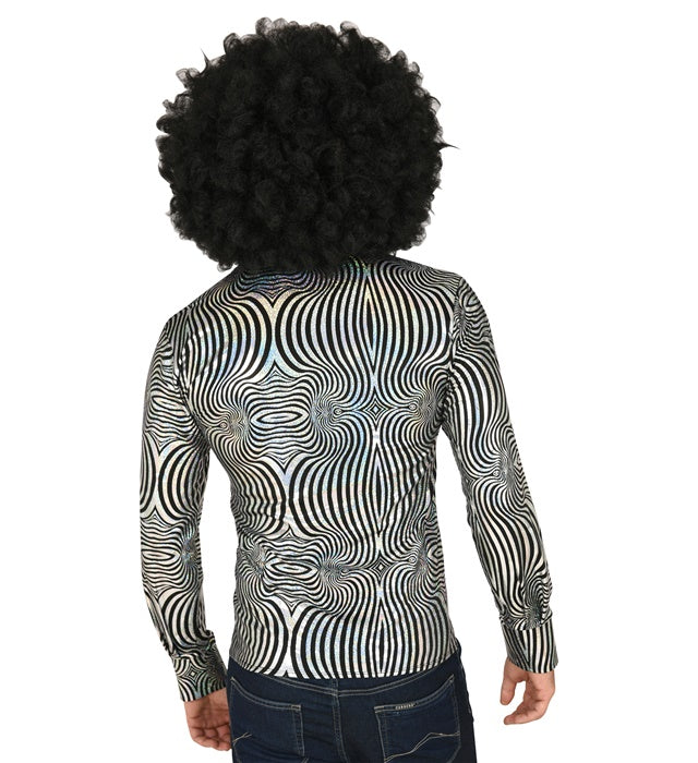THE 70s DISCO STYLE Hemd mit silbernen Wellen im Retro 70er Jahre Design