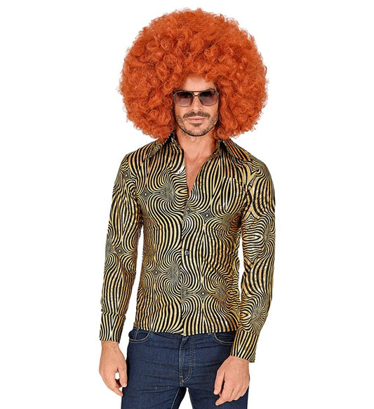 THE 70s DISCO STYLE Hemd mit goldenen Wellen im Retro-Design