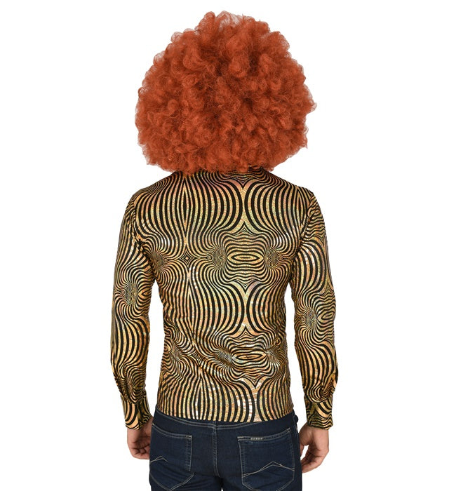 THE 70s DISCO STYLE Hemd mit goldenen Wellen im Retro-Design