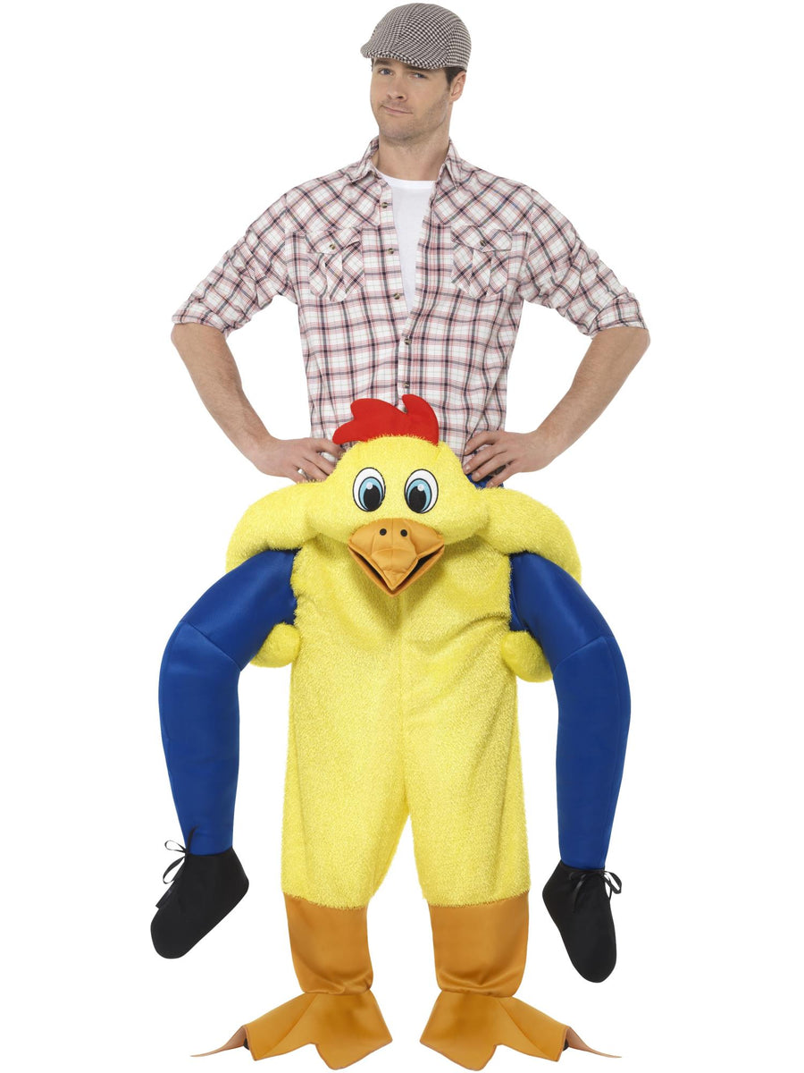 Smiffys gelbes Piggyback Chicken Kostüm für Erwachsene, Unisex – Produktansicht