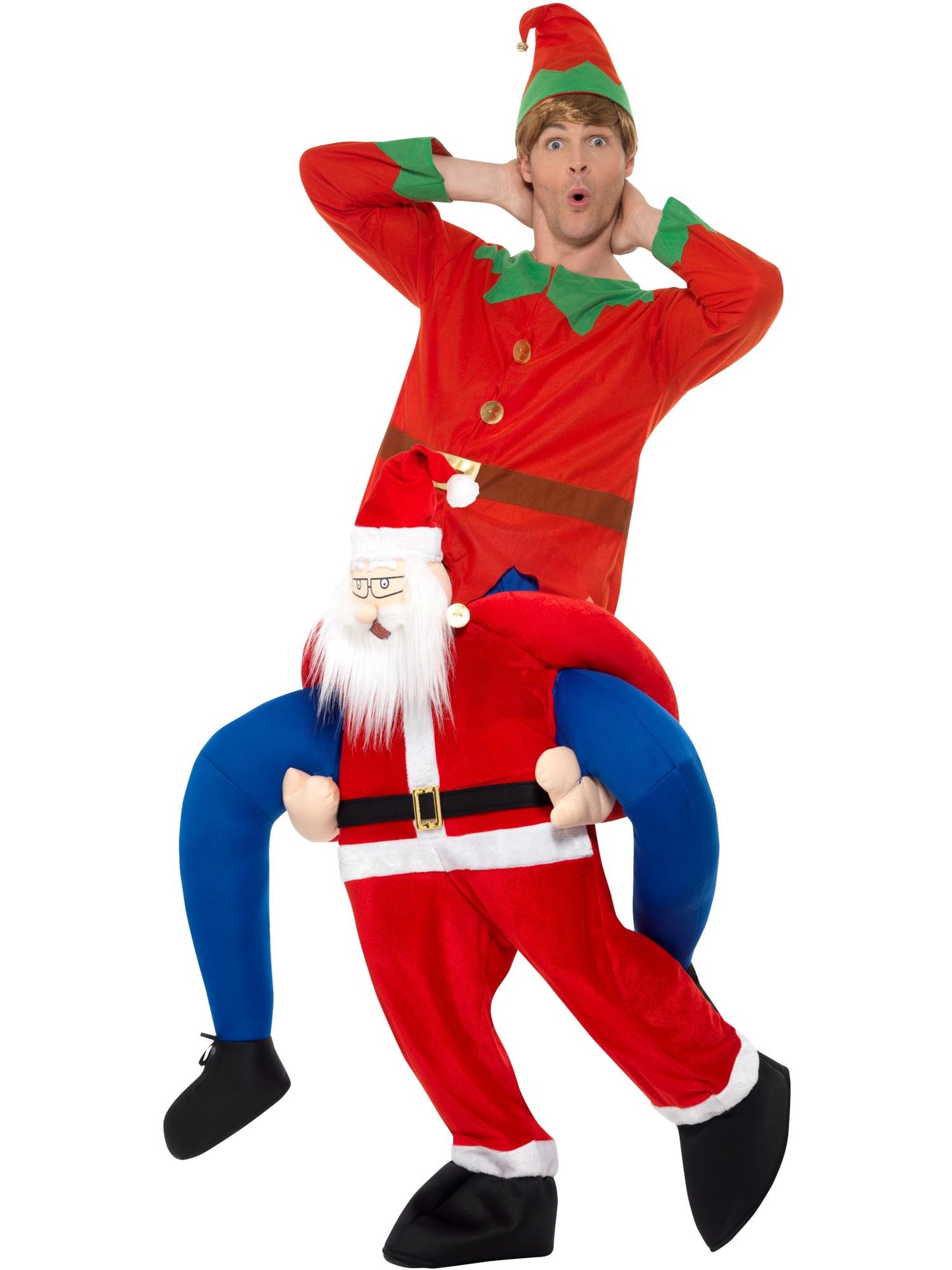 Smiffys Piggyback Santa Kostüm rot für Erwachsene – Seitenansicht