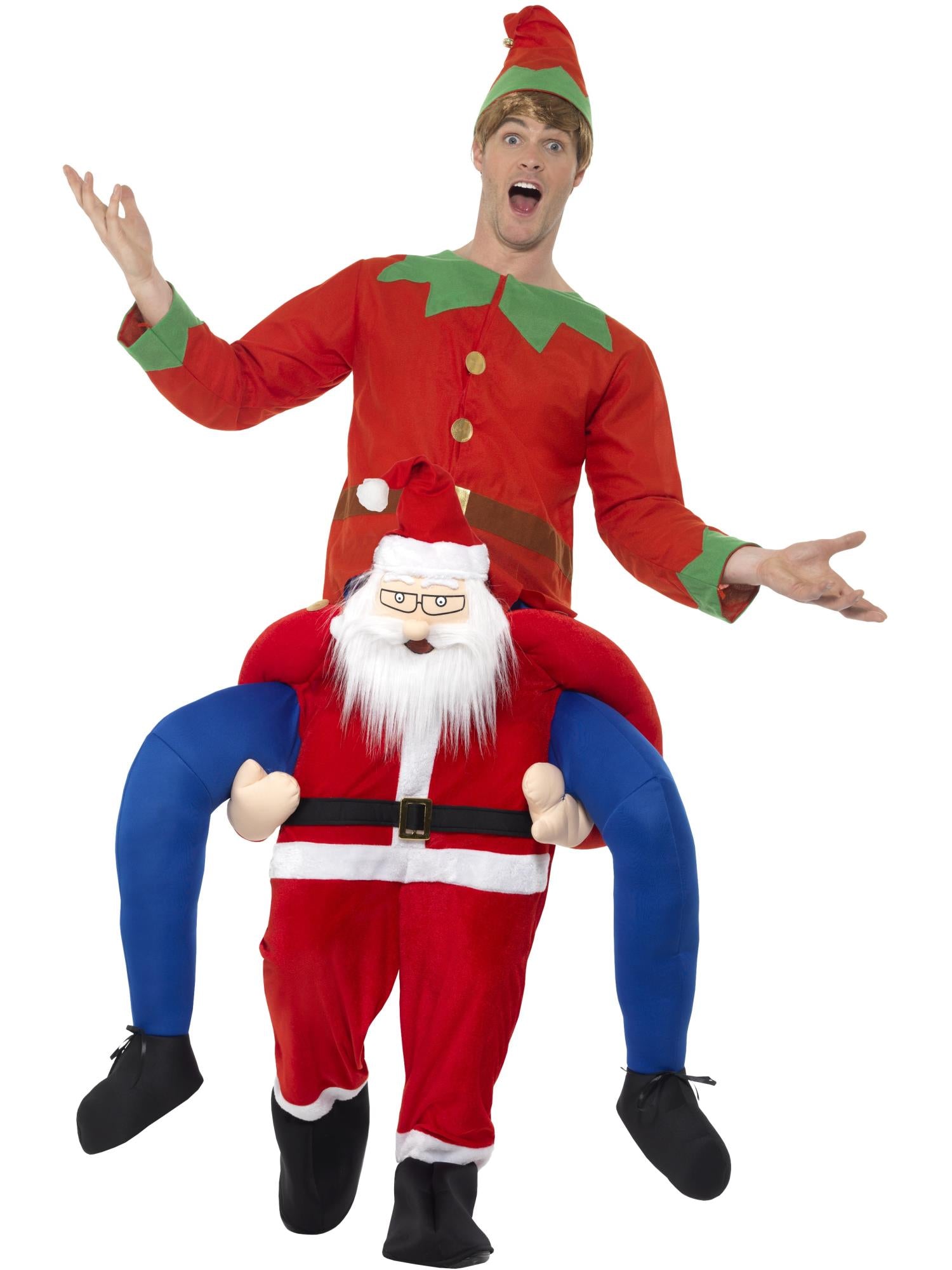 Smiffys Piggyback Santa Kostüm rot für Erwachsene – Produktansicht