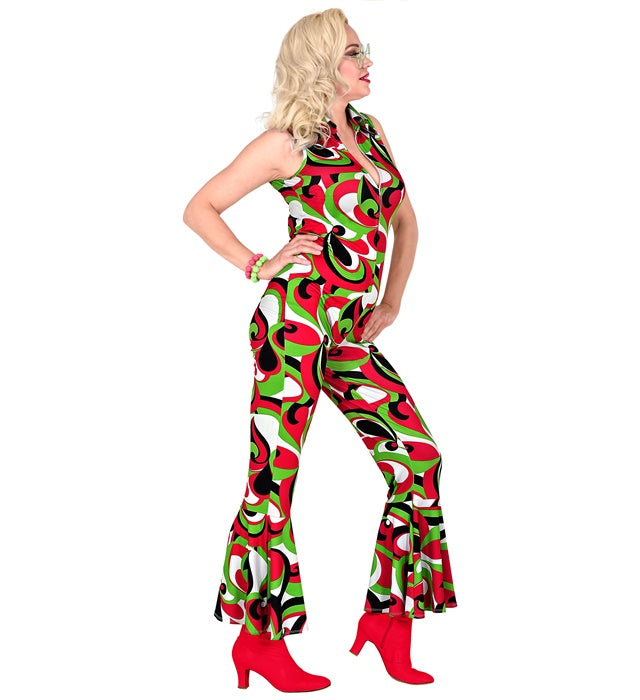 THE 70s GROOVY STYLE Overall mit buntem Vintage-Wellenmuster