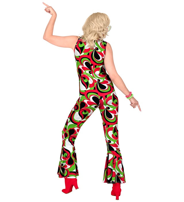 THE 70s GROOVY STYLE Overall mit buntem Vintage-Wellenmuster