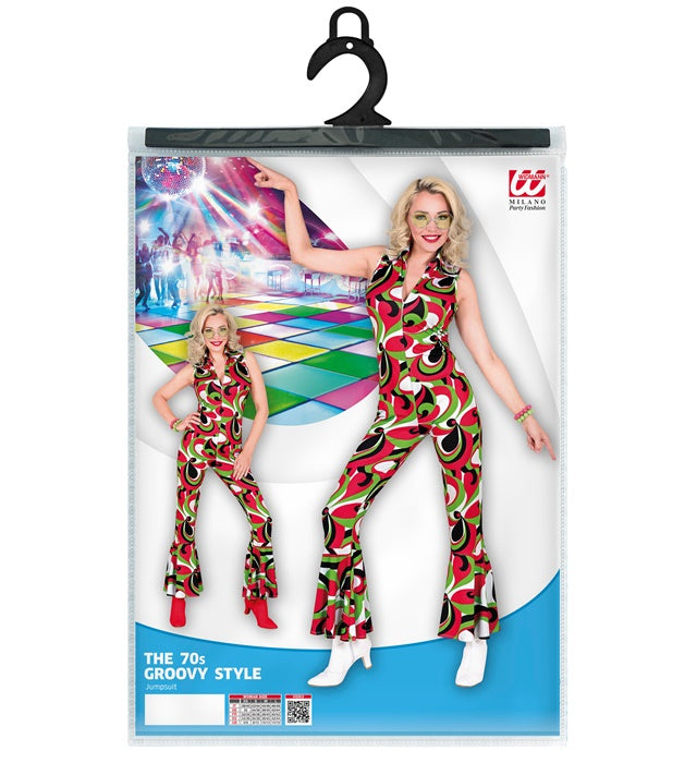 THE 70s GROOVY STYLE Overall mit buntem Vintage-Wellenmuster