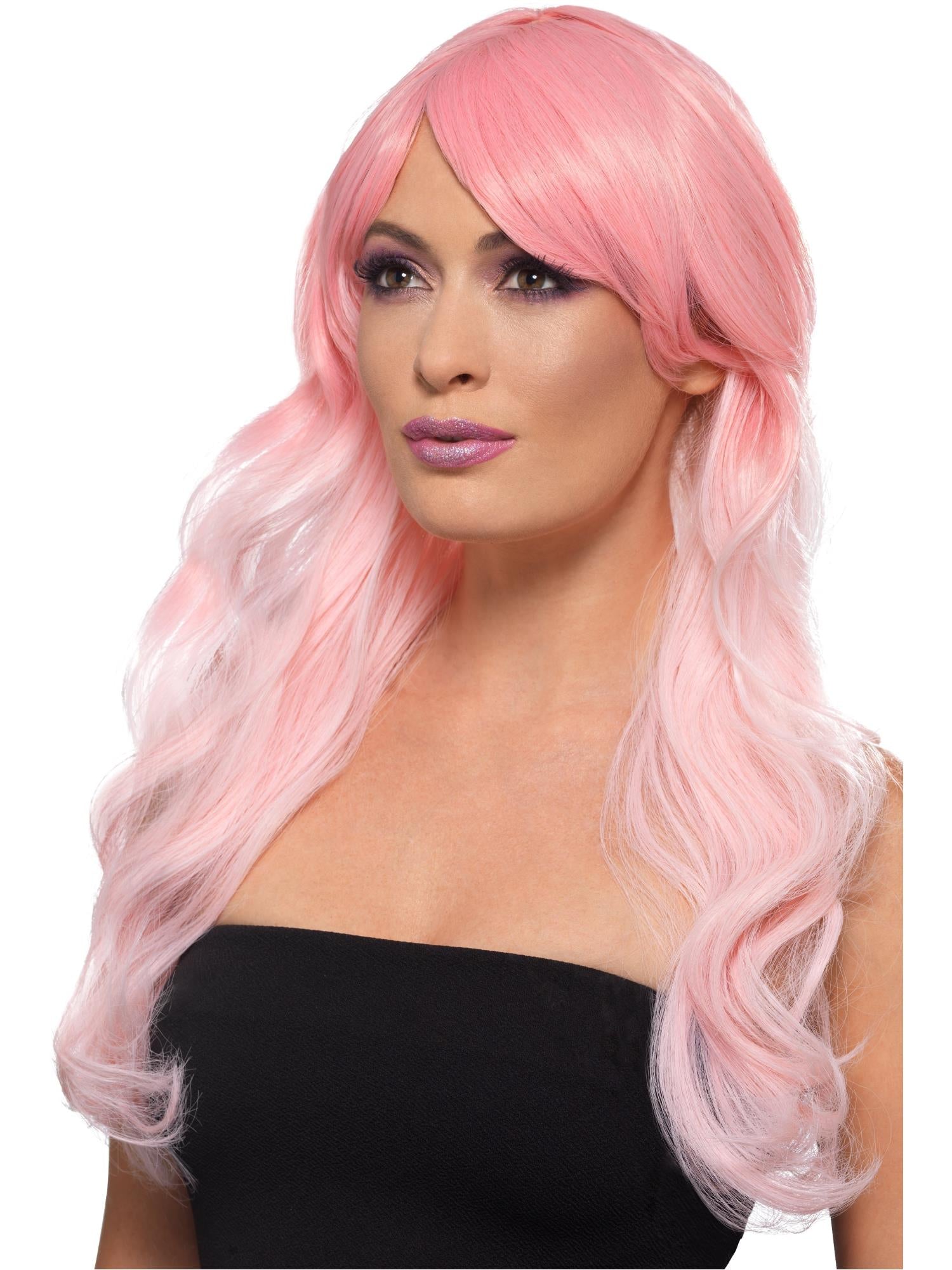 Smiffys Ombre-Peruecke Festival lang wellig Pink – Produktansicht