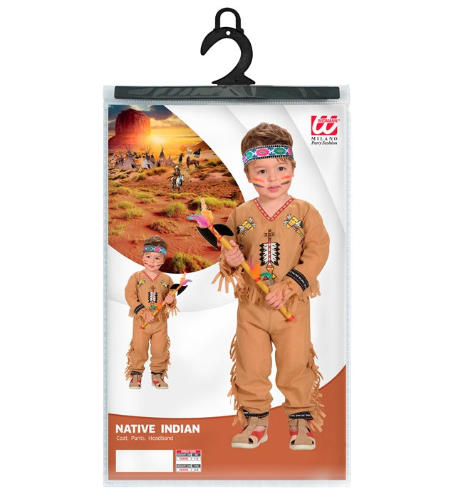 Indianer-Kostüm Komplettset mit Oberteil, Hose, Gürtel und Stirnband für Fasnacht