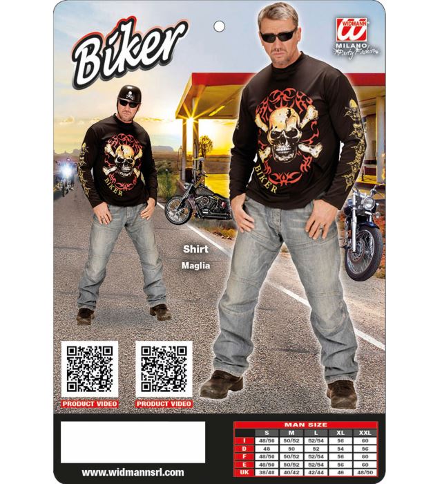 Totenkopf Biker T-Shirt mit gekreuzten Knochen in Schwarz