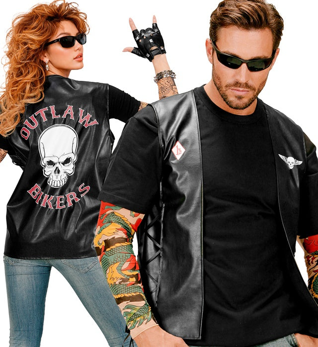 Outlaw Biker Weste im authentischen Design für Fasnacht und Mottopartys