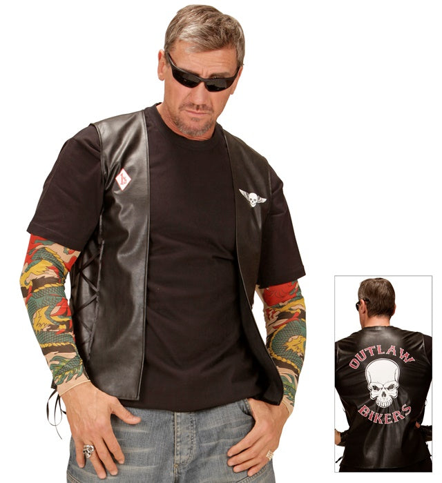 Outlaw Biker Weste im authentischen Design für Fasnacht und Mottopartys