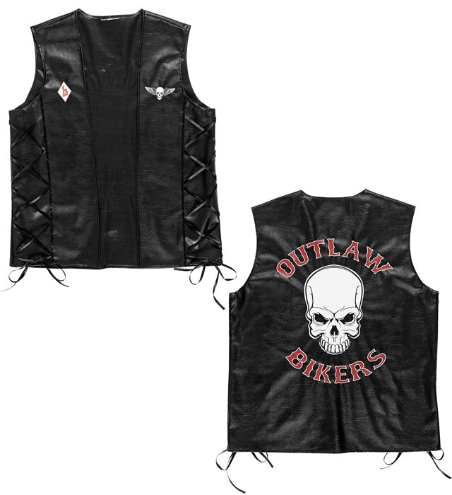 Outlaw Biker Weste im authentischen Design für Fasnacht und Mottopartys