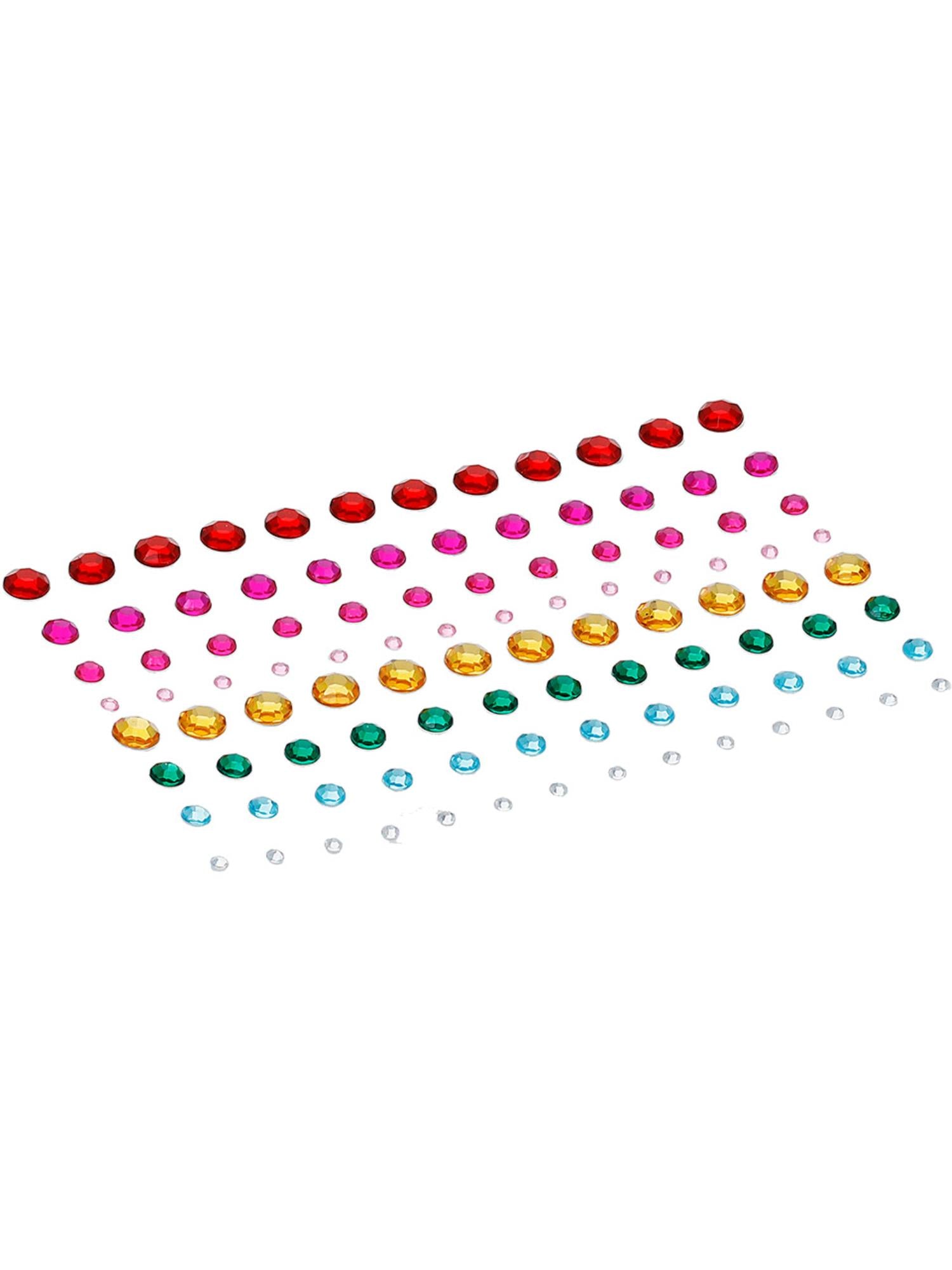 Smiffys Rainbow Jewel Face Gems selbstklebender Gesichtsschmuck für Damen – Seitenansicht