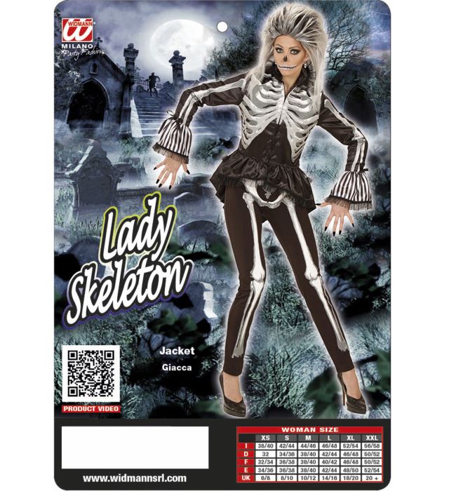 Lady Skeleton Jacke mit Skelett-Design für Fasnacht und Halloween