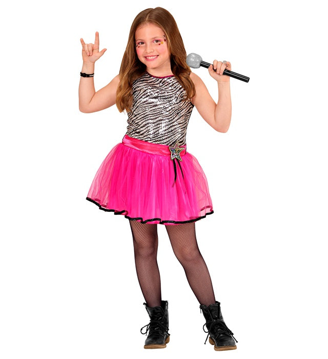 Pop Star Kleid glänzendes Kostüm für Fasnacht und Mottoparty