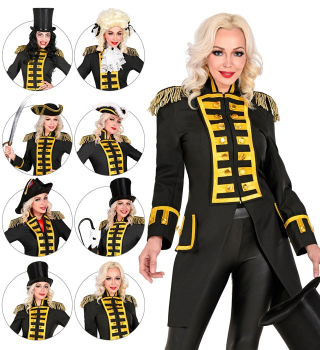 Schwarzer Paradefrack Damen Gardeuniform Fasnacht Kostüm