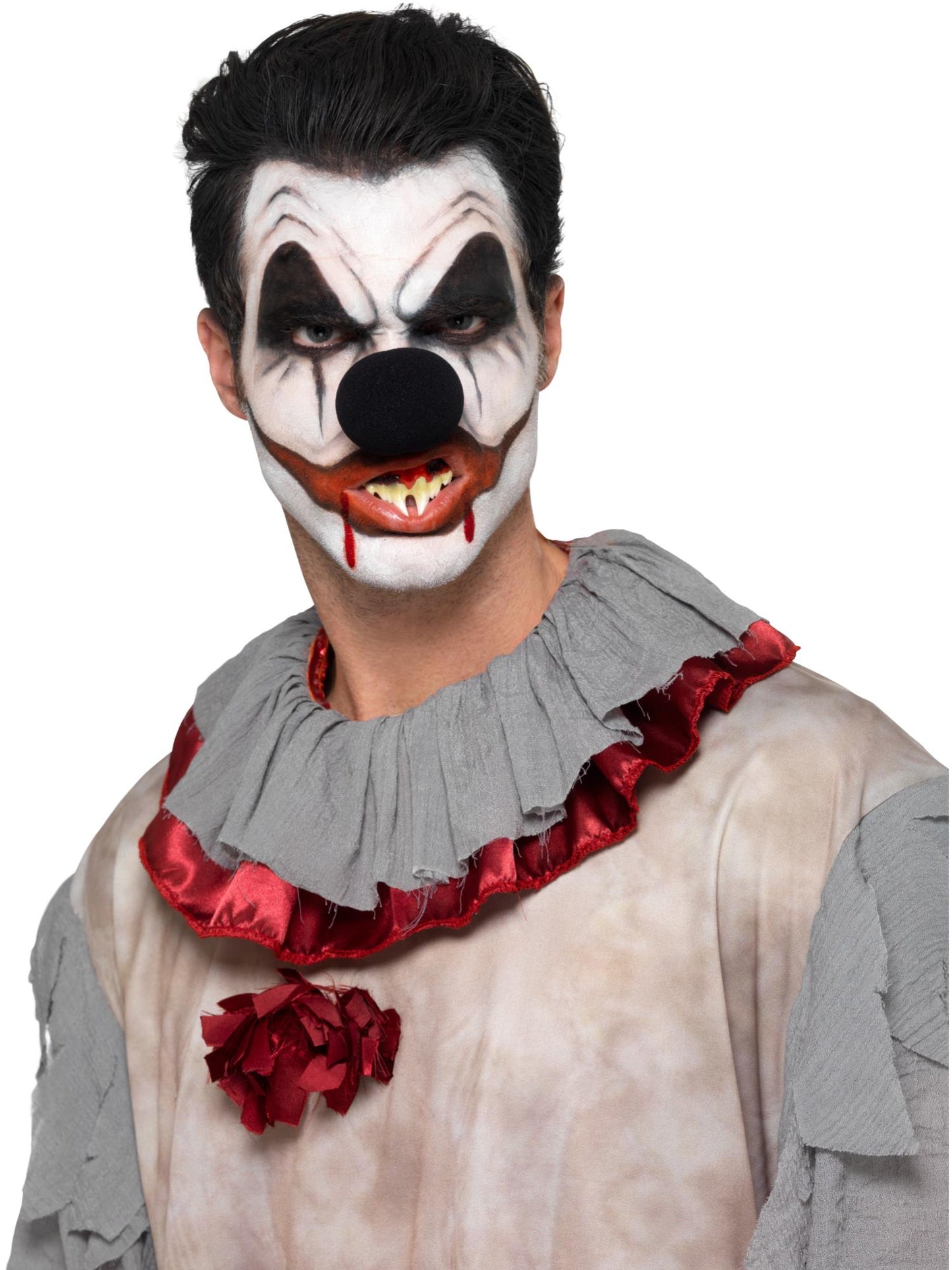 Smiffys Killer-Clown-Make-up-Kit Aqua Multi mit Face Paints, Blut, Clownsnase, Zähnen und Applikatoren – Produktansicht