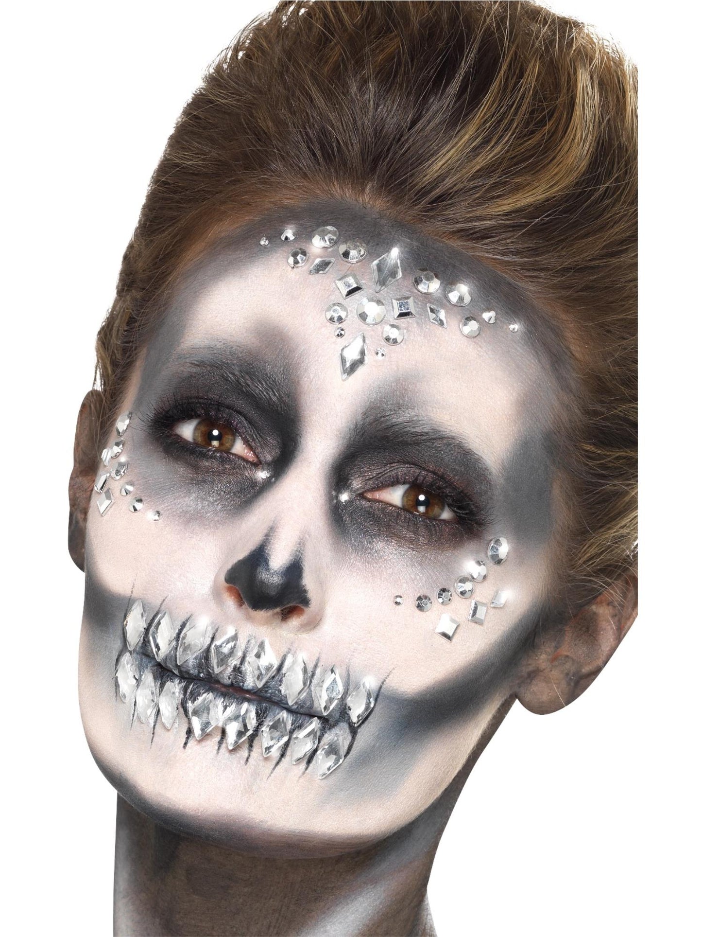 Smiffys Make-Up FX, Jewel Face Gems, Silver CD für Damen
