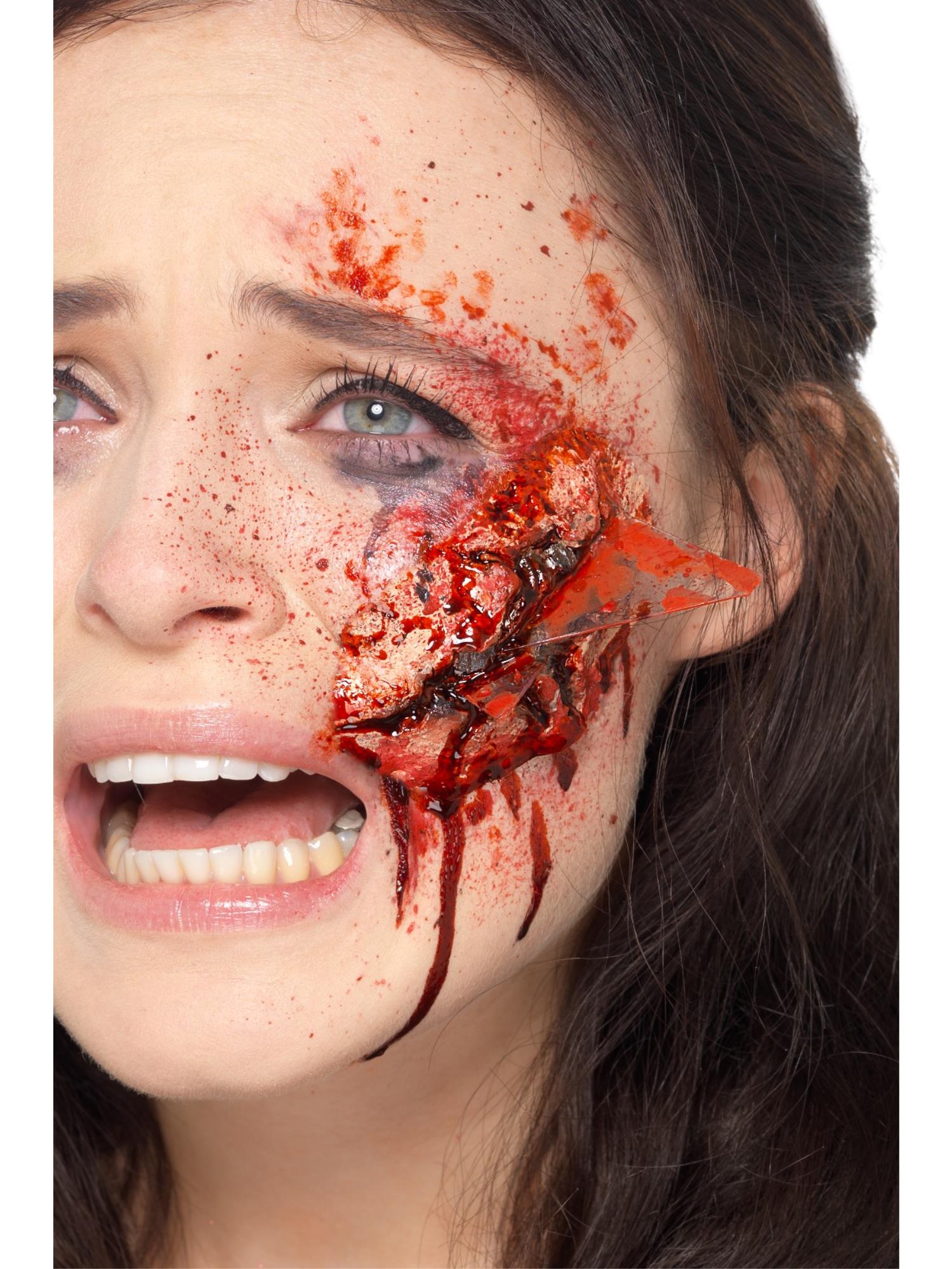 Smiffys Make-up FX Latex-Wunde Broken Glass in Rot mit Klebstoff