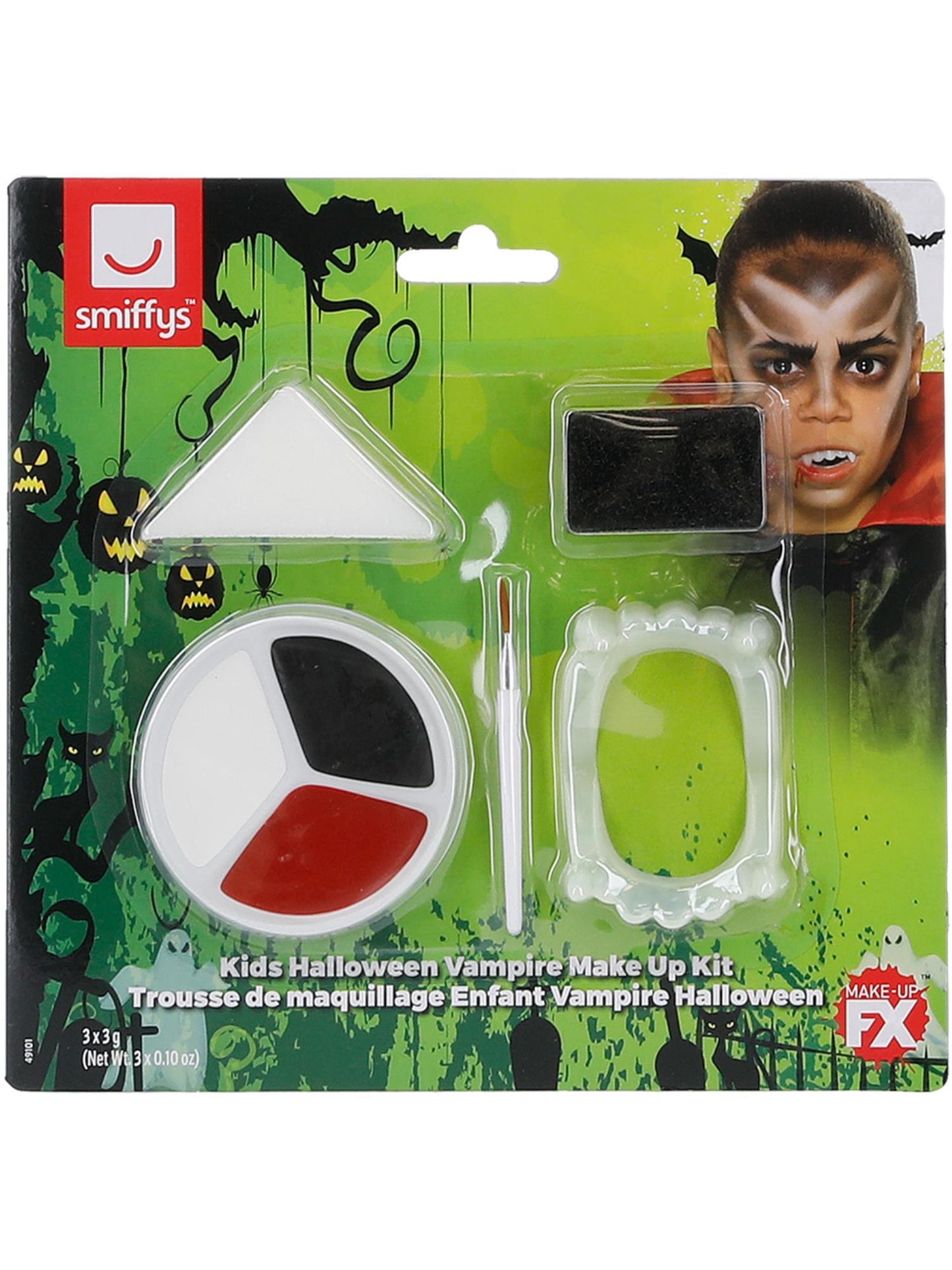 Smiffys Kids Vampire Make-up-FX-Kit mit Face Paints und Vampirzähnen – Detailansicht