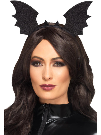 Smiffys Bat Wings Headband in Schwarz für Damen – Produktansicht