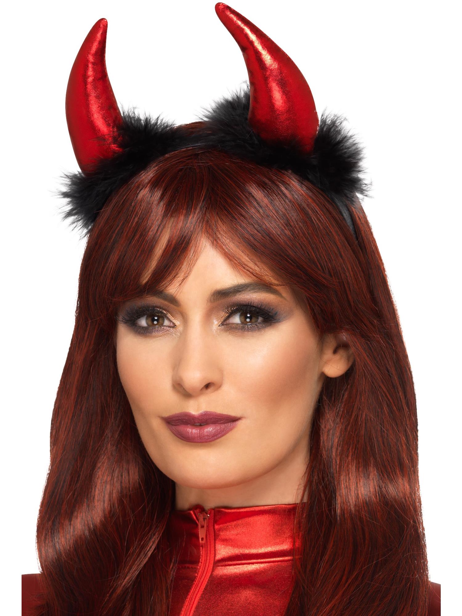 Smiffys Metallic Devil Horn Headband, Red & Black HA für Damen – Produktansicht