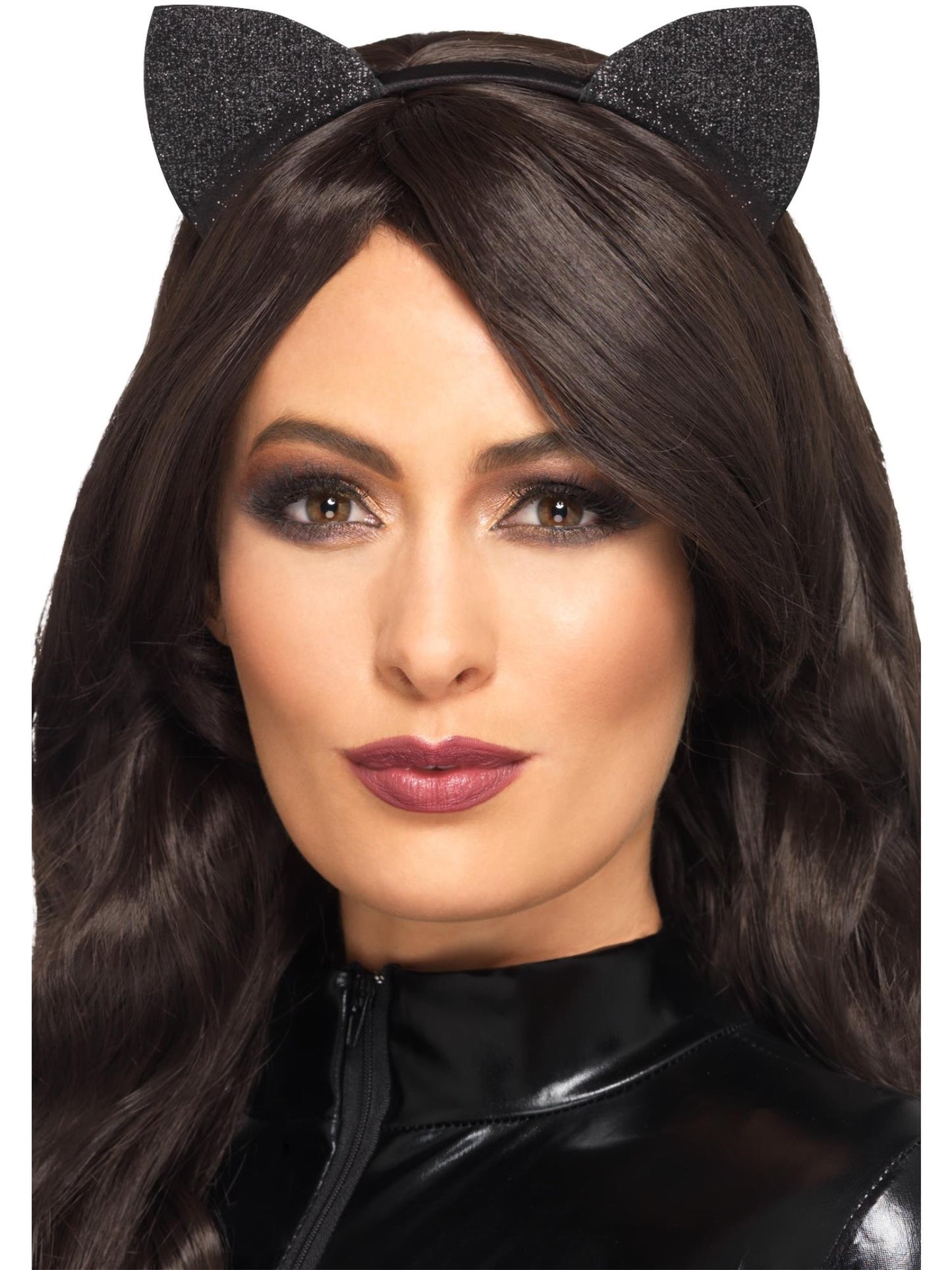 Smiffys schwarze Glitter-Vinyl-Katzenohren für Damen