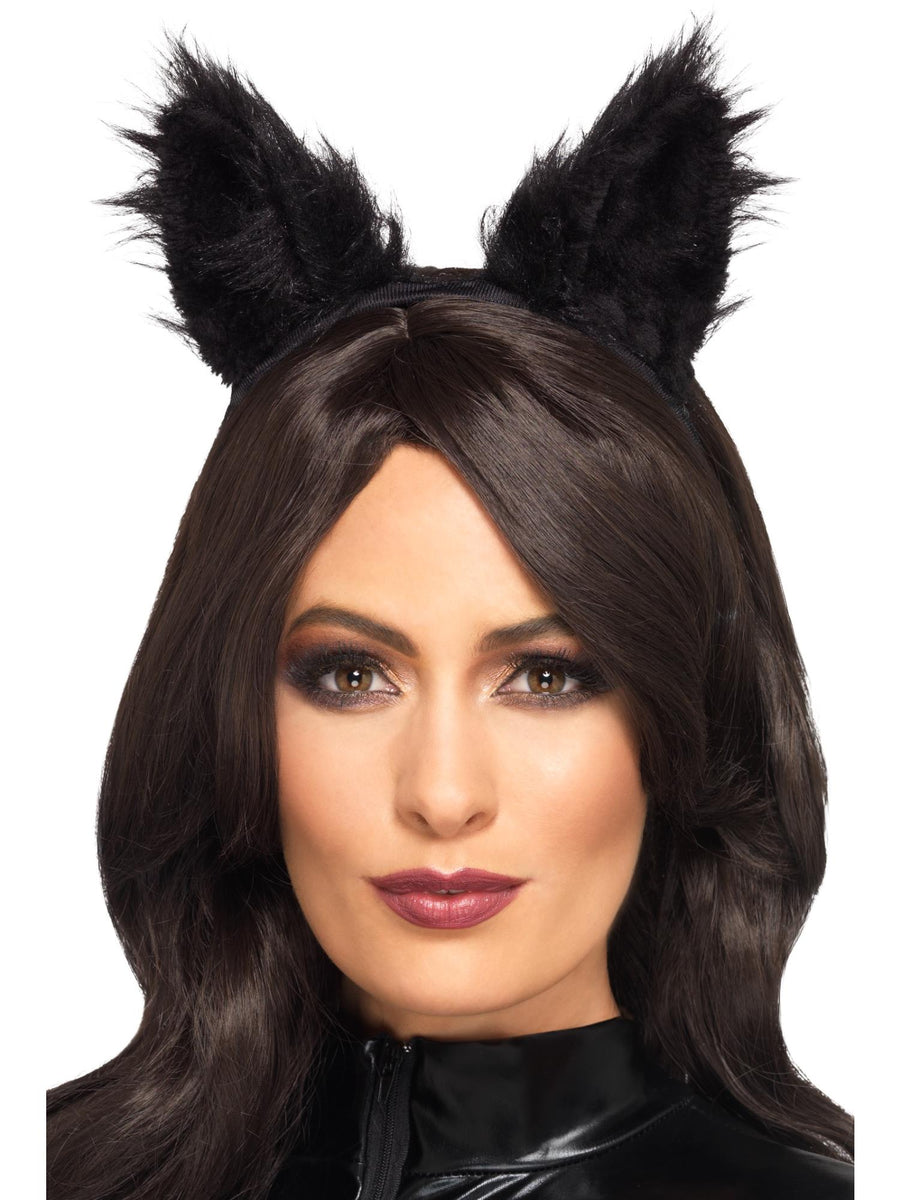 Smiffys Long Pile Fur Cat Ears schwarz für Damen – Produktansicht