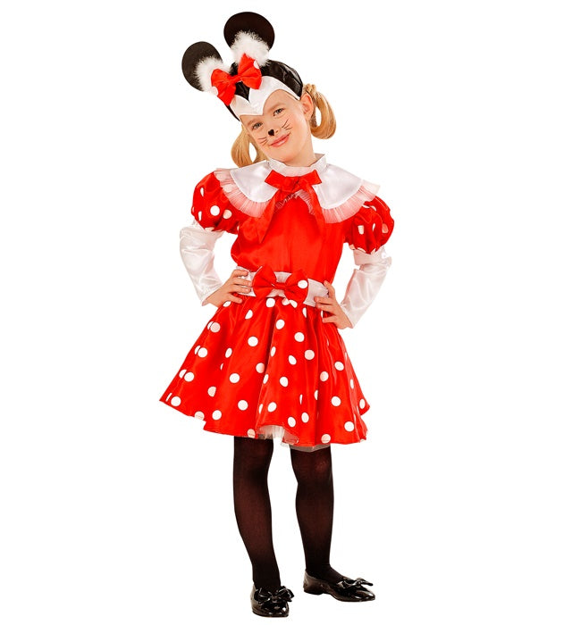 Mäuschen Kostüm mit Kleid und Kopfbedeckung für Fasnacht