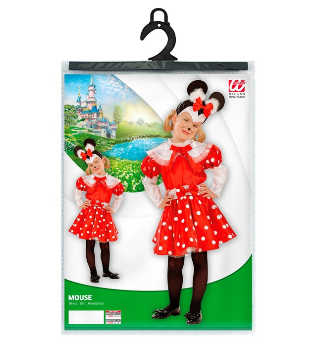 Mäuschen Kostüm mit Kleid und Kopfbedeckung für Fasnacht