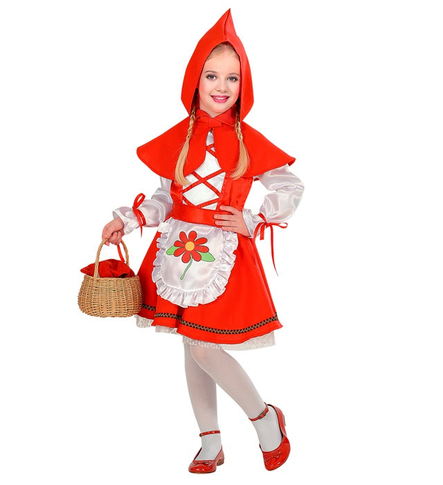 Rotkäppchen Kostüm mit rotem Kleid, Gürtel und rotem Kapuzenmäntelchen