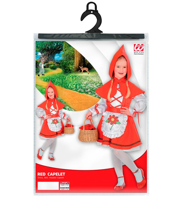 Rotkäppchen Kostüm mit rotem Kleid, Gürtel und rotem Kapuzenmäntelchen