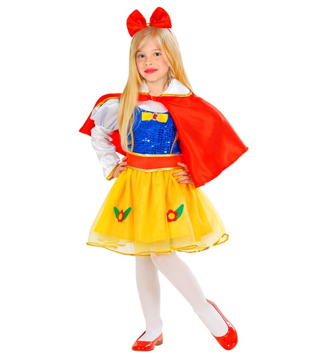 Märchenprinzessin Kostüm mit Kleid, Gürtel, Umhang und Haarreif mit Schleife