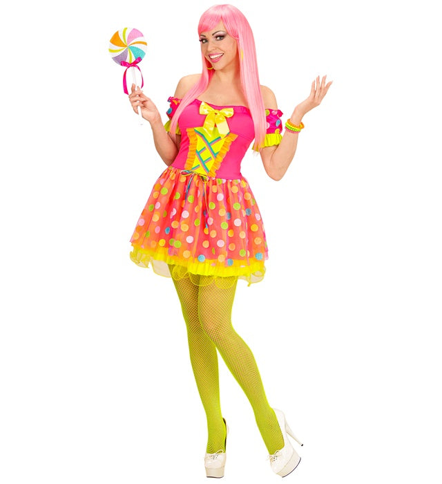 Candy Girl Kleid mit buntem Lutscher-Motiv für Fasnacht und Karneval