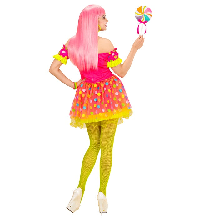 Candy Girl Kleid mit buntem Lutscher-Motiv für Fasnacht und Karneval