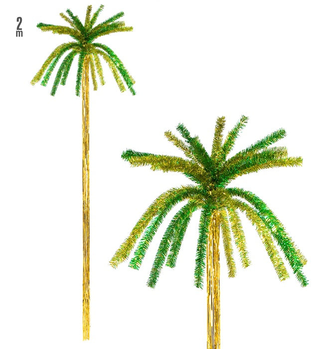 Deko-Palme aus glänzenden Lametta-Fäden, 200 cm hoch, festliche Dekoration