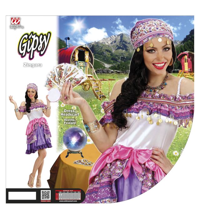 Wahrsagerin Kostüm mit Kleid und Kopftuch für Fasnacht und Karneval