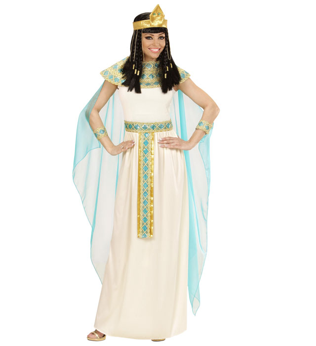 Cleopatra-Kostüm mit Kleid, Gürtel, Armbändern, Stirnband und Umhang
