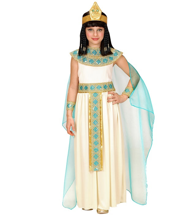 Cleopatra Kostüm Damen mit Kleid, Gürtel, Armbändern, Stirnband und Umhang in ägyptischem Stil