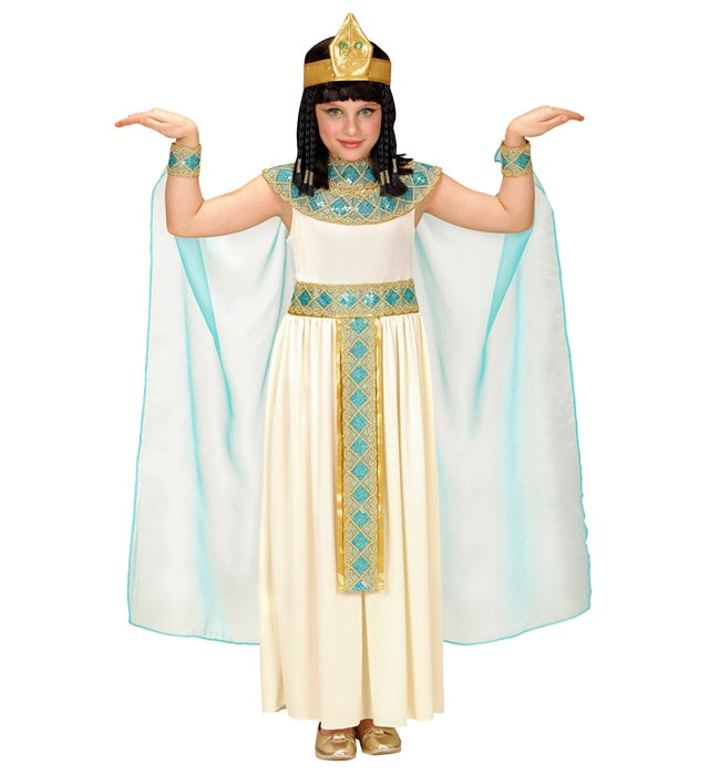 Cleopatra Kostüm Damen mit Kleid, Gürtel, Armbändern, Stirnband und Umhang in ägyptischem Stil