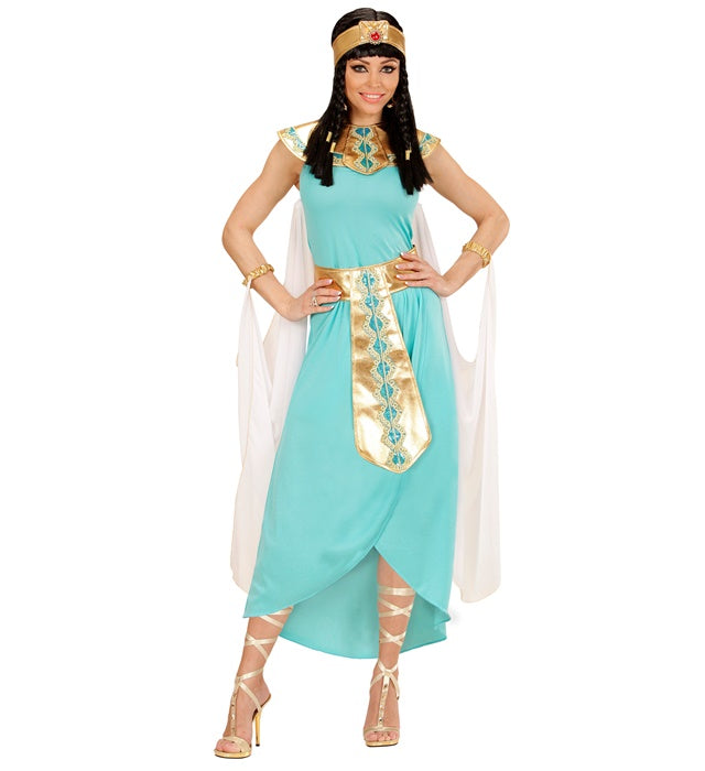 Ägyptische Königin Kostüm mit Kleid, Gürtel, Armbändern, Stirnband und Umhang