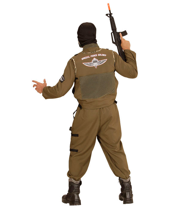 Fallschirmspringer Special Forces Kostüm Overall mit Weste und Kapuze in Tarnoptik