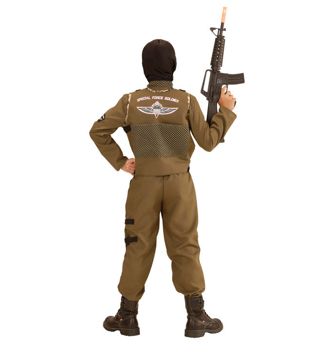 Fallschirmspringer Special Forces Kostüm mit Overall, taktischer Weste und Kapuze