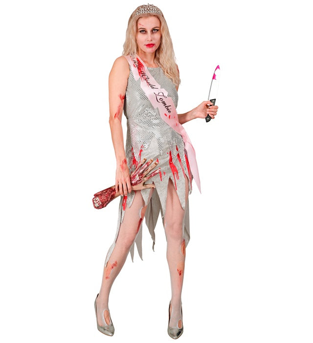 Miss World Zombie Kostüm bestehend aus Kleid und Schärpe für Fasnacht und Halloween