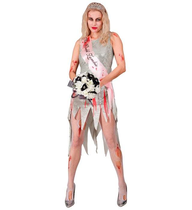 Miss World Zombie Kostüm bestehend aus Kleid und Schärpe für Fasnacht und Halloween