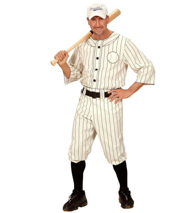 Baseball Spieler Kostüm mit Shirt, Hose, Gürtel und Kappe für Fasnacht