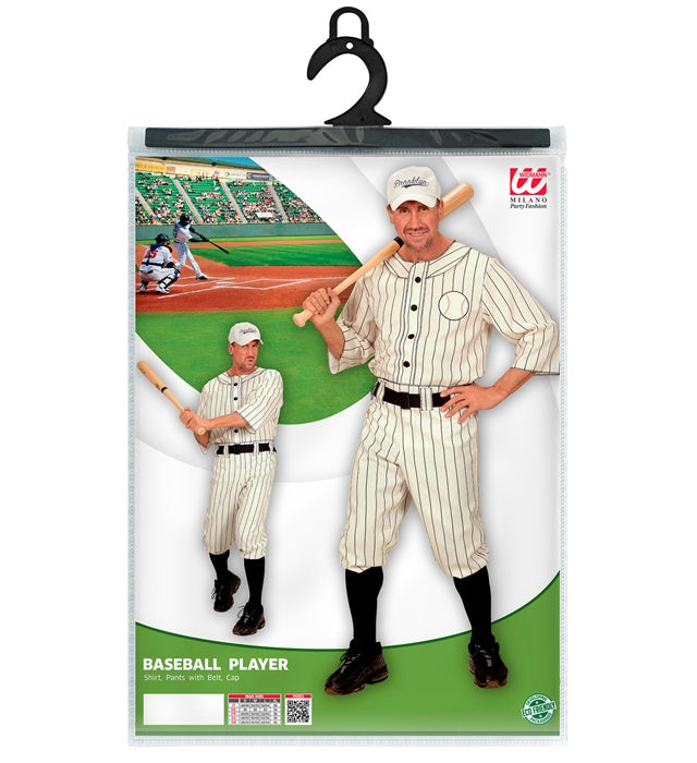 Baseball Spieler Kostüm mit Shirt, Hose, Gürtel und Kappe für Fasnacht
